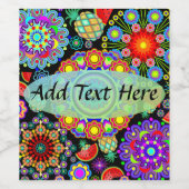 Mandala's & Exotisch Vruchten Patroon Wijn Etiket (Enkel label)