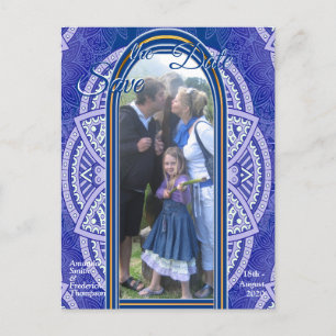 Mandala's in gemengd Nederlands Blauw Aankondigingskaart