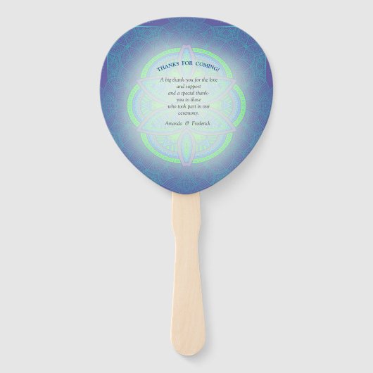 Mandala's in gemengd Nederlands Blauw Handwaaier (Achterkant)