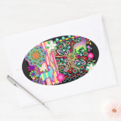 Mandalas, katten en bloemen Fantasy Pattern Ovale Sticker (Envelop)