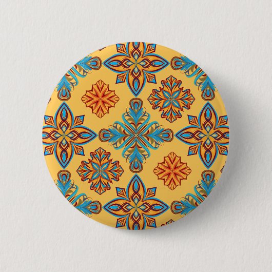 Mandalas op ambergeel ronde button 5,7 cm (Voorkant)
