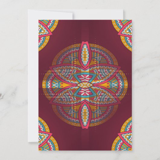 Mandalas op maroon achtergrond kaart (Achterkant)