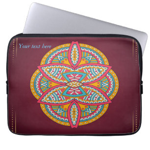 Mandalas op maroon herhaald ontwerp laptop sleeve