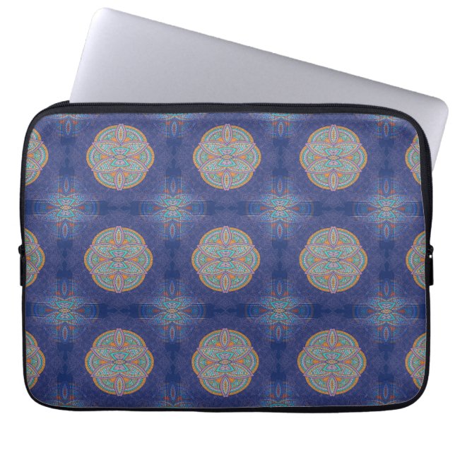 Mandalas op Navy Blue-ontwerp Laptop Sleeve (Voorkant)