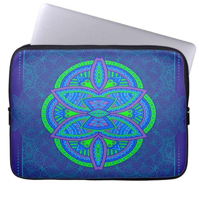 Mandalas op Navy Blue-ontwerp Laptop Sleeve (Voorkant)