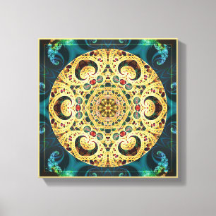Mandala's van het hart van de vrijheid 22 Canvas P Afdruk