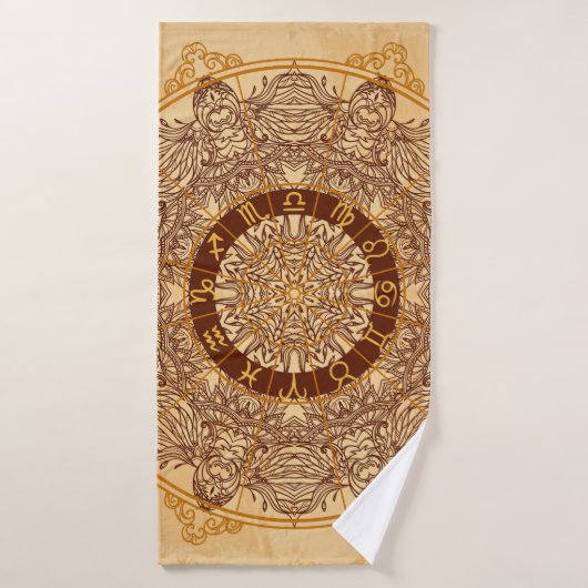 Mandalas, zodiac, orné, cercle vintage. (Serviette de bain)