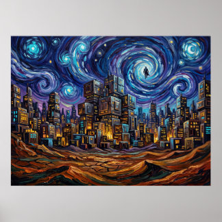 Mandalore Sterrennacht Sci-Fi Landschap Poster