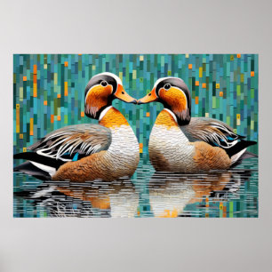 Mandarijn eend dier vogel art decor poster