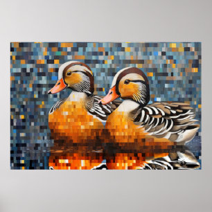Mandarijn eend dier vogel art decor poster