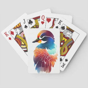 Mandarijn eend wilde Natuur dierlijke kleuren schi Pokerkaarten