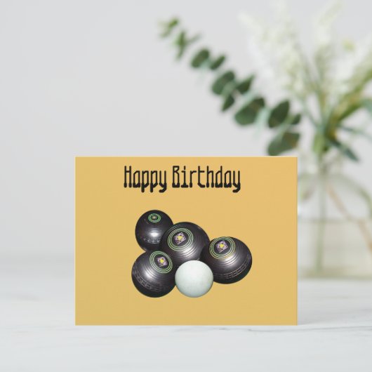Mandarijn Gele Gras Bowling Verjaardag, Ansichtkaa Briefkaart (Staand voorkant)