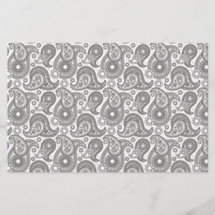 Mandarijn Zwart Paisley Briefpapier