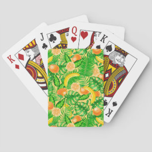 Mandarijnen, bananen en tropische bladeren pokerkaarten
