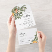 mandarijnenbloeiende citrus | Greenery Wedding All In One Uitnodiging (Afscheurbaar)