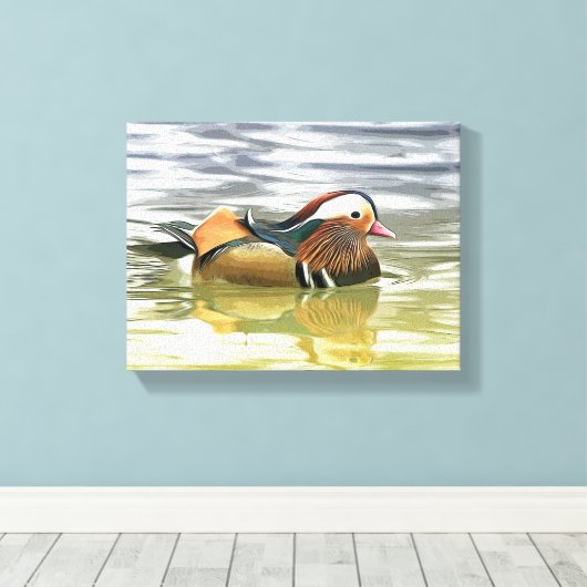 Mandarijnse eenden/Aix galericulata Canvas Afdruk (Insitu (Houten vloer))