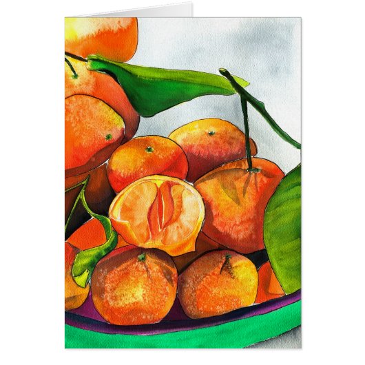 Mandarijnse oranje waterverf fruitkunst (Voorkant)