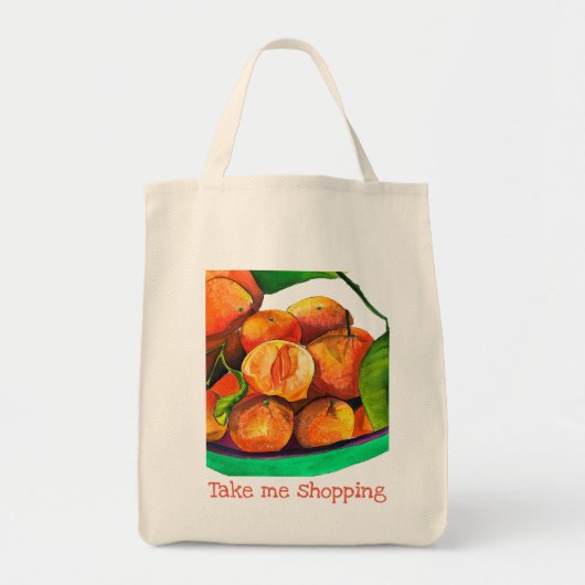 Mandarijnse oranje waterverf fruitkunst tote bag (Voorkant)