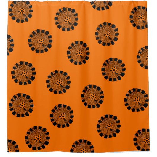 Mandarin Dreams Oranje en Black Pattern Douchegordijn (Voorkant)