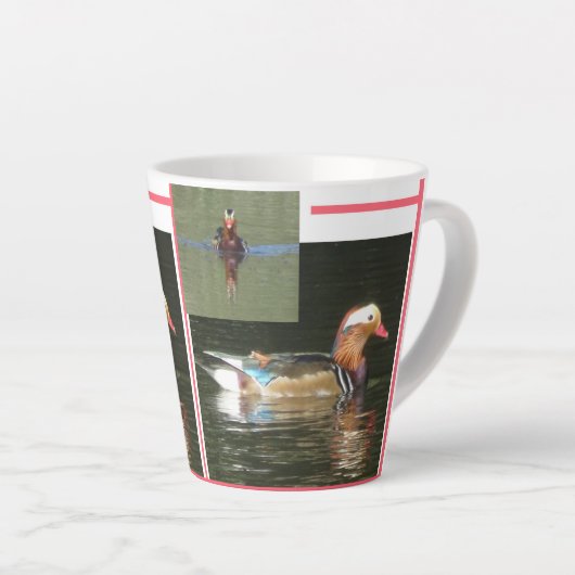 Mandarin Duck Collage Latte Mok (Rechterhoek)