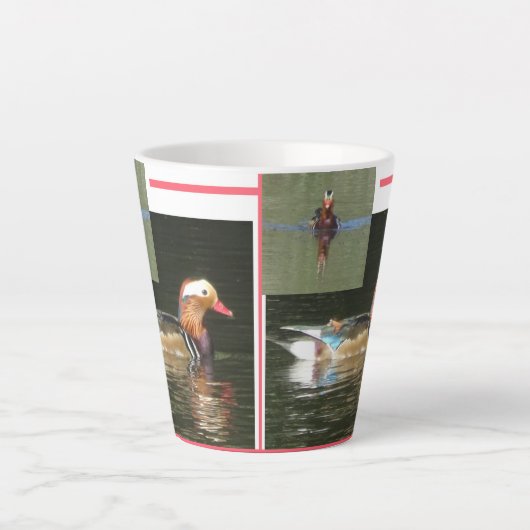 Mandarin Duck Collage Latte Mok (Voorkant)