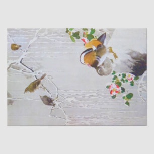 Mandarin Duck in Snow Scene, Watanabe Seitei Tissuepapier
