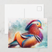 Mandarin Duck Kleurrijke Waterverf Briefkaart (Voorkant / Achterkant)