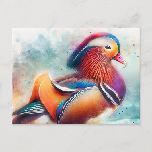 Mandarin Duck Kleurrijke Waterverf Briefkaart (Voorkant)