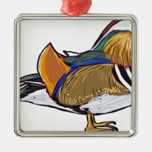 Mandarin Duck Sketch Metalen Ornament