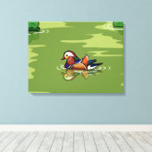 Mandarin Duck up close canvas print (Insitu (Houten vloer))