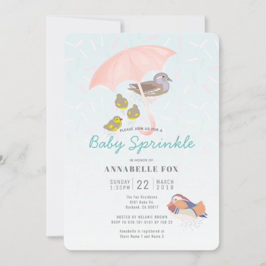 Mandarin Ducks Baby Sprinkle Shower Invitation Kaart