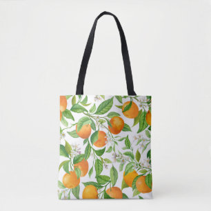 Mandarin Fruit Seamless Tropical Pattern, Colorful Draagtas