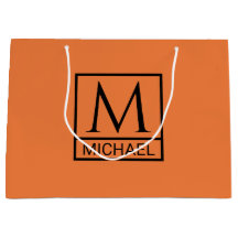 Mandarin Orange Gift Bag with Initial & Name