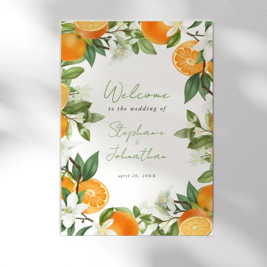 Mandarin Orange Watercolor Mariage Welcome Poster