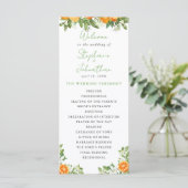 Mandarin Orange Watercolor Wedding Programme (Debout devant)