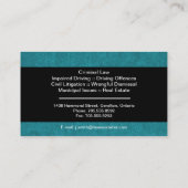 Mandataire turquoise et noire de carte de visite (Dos)