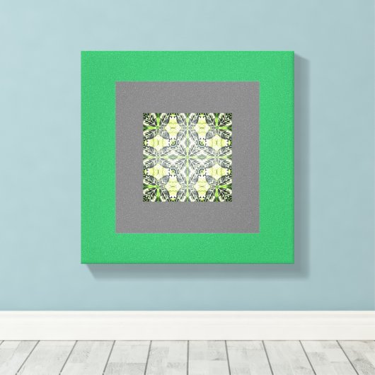 Mandela Abstracte Oorspronkelijke groene en grijze Canvas Afdruk (Insitu (Houten vloer))