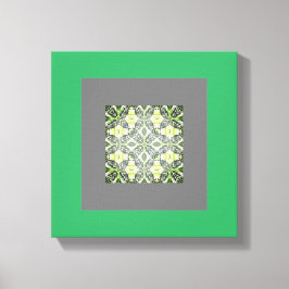 Mandela Abstracte Oorspronkelijke groene en grijze Canvas Afdruk