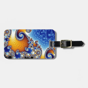 Mandelbrot Blue Double Spiral Fractal Bagagelabel