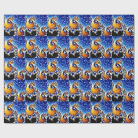 Mandelbrot Blue Double Spiral Fractal Cadeaupapier (Vlak)