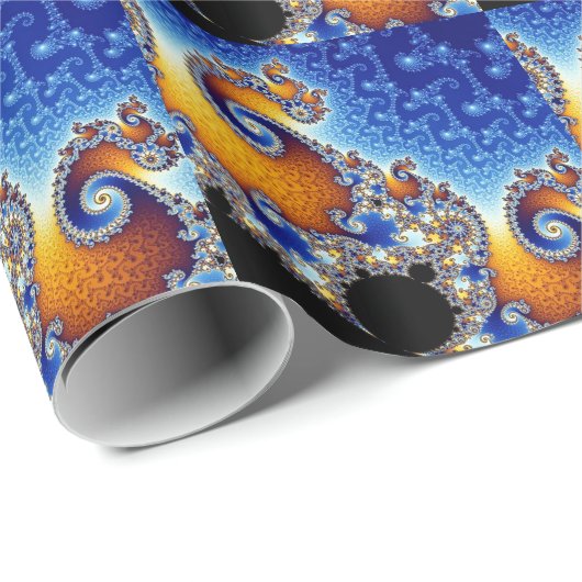Mandelbrot Blue Double Spiral Fractal Cadeaupapier (Rol Hoek)