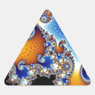 Mandelbrot Blue Double Spiral Fractal Driehoek Sticker