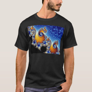 Mandelbrot Blue Double Spiral Fractal T-shirt