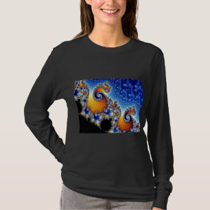 Mandelbrot Blue Double Spiral Fractal T-shirt