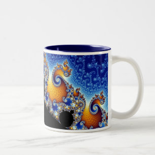 Mandelbrot Blue Double Spiral Fractal Tweekleurige Koffiemok
