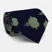 Mandelbrot Fractal Apollonian Sphere Blue Gold Stropdas (Opgerold)
