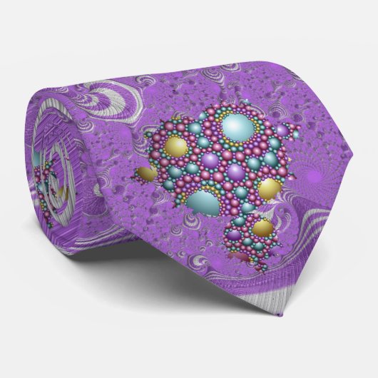 Mandelbrot Fractal Apollonian Sphere Paarse Gold Stropdas (Opgerold)