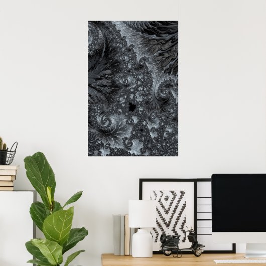 Mandelbrot in Ice Land Modern Fractal Abstract Poster (Thuiskantoor)