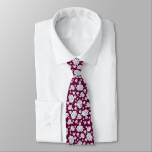 Mandelbrot magenta et pois blanc cravate