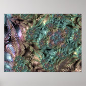 Mandelbrot Set Fractal Digital Art Blauwgroen Gree Poster (Voorkant)
